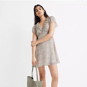 NWT Madewell silk ruffle mini dress